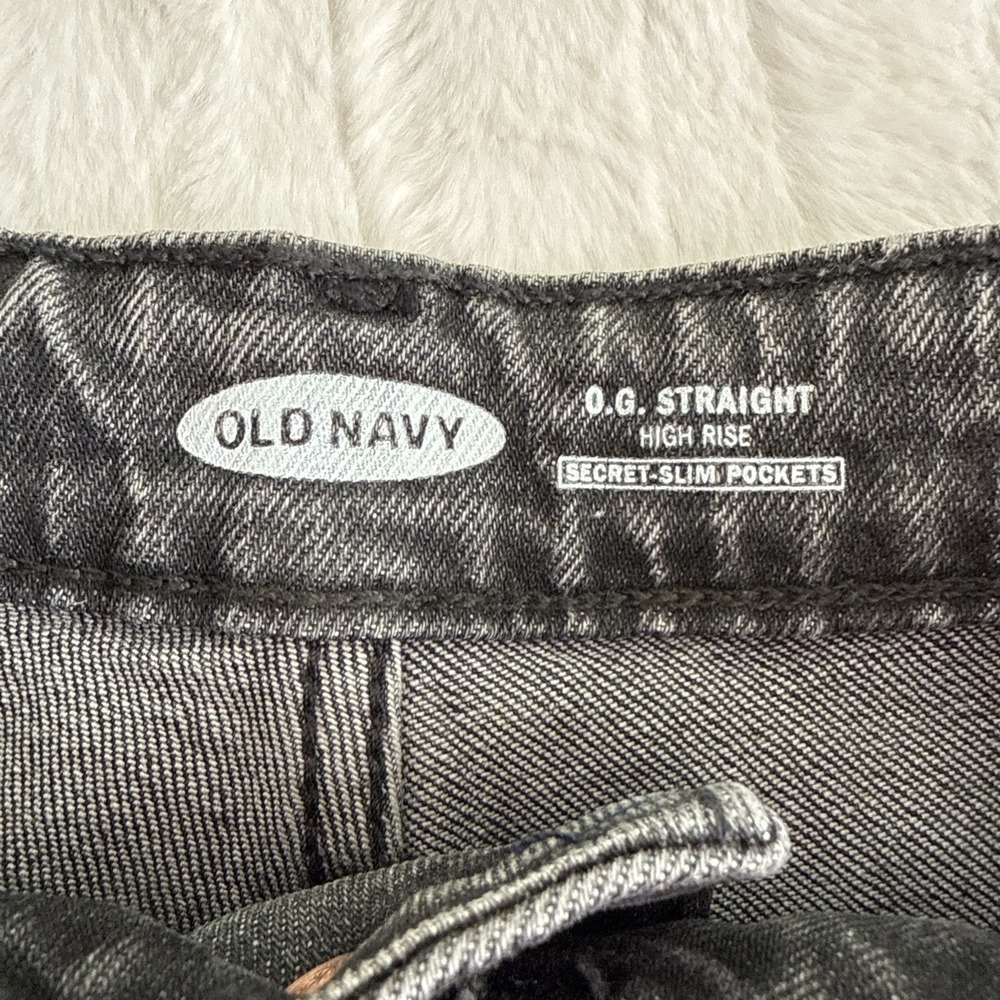 OLD NAVY LADIES BLACK HIGH RISE O.G. STRAIGHT JEANS SIZE 0, SECRET SLIM POCKETS - Picture 6 of 8